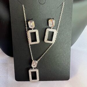 Elegant Necklace and Earrings Sterling Silver 925 Jewelry Set